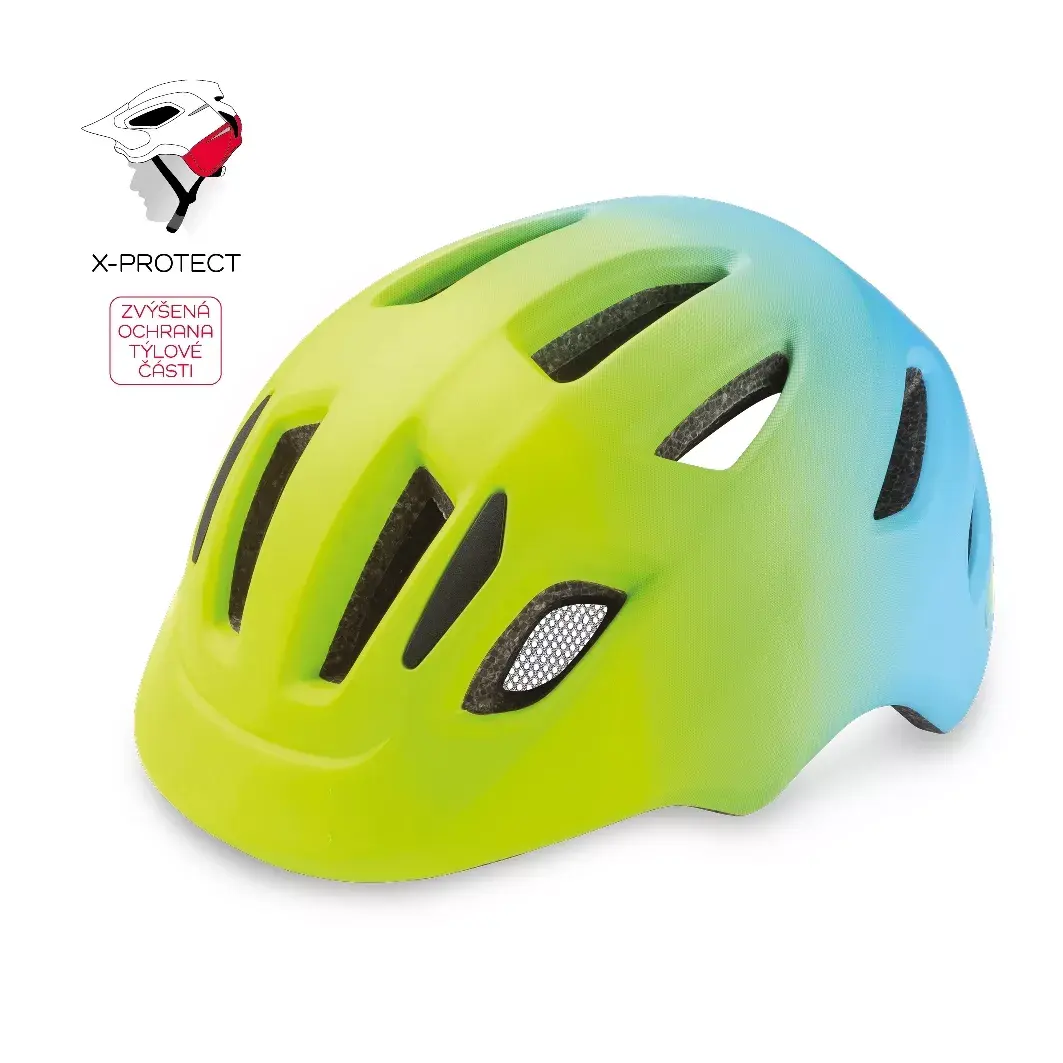 Fietshelm R2 PUMP neon geel, blauw XS:46-51cm