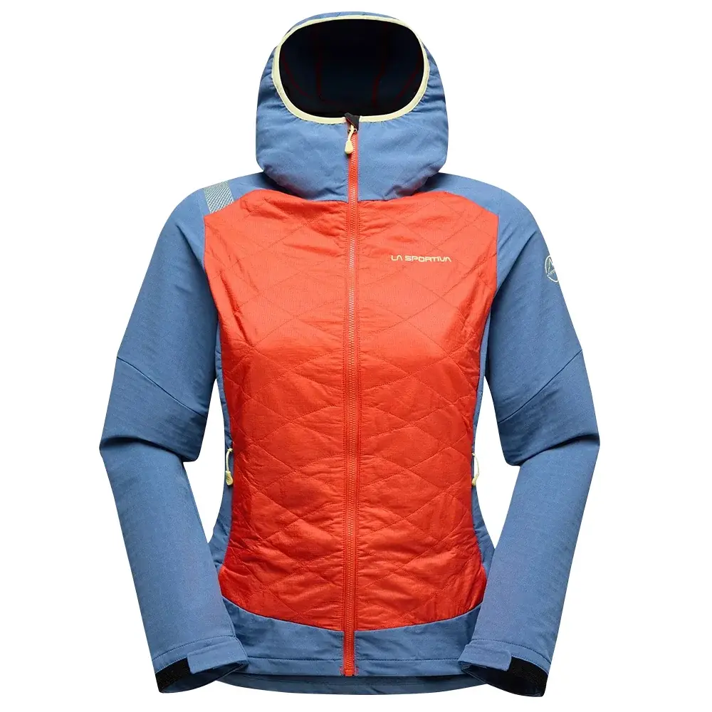 Damesjas La Sportiva KAP HYBRID HOODY cherry tomato/moonlight