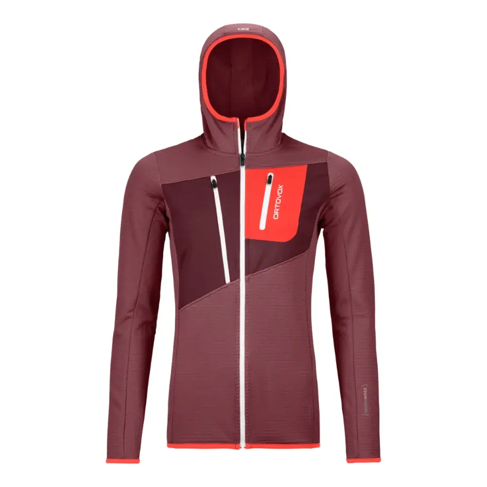 Damestrui Ortovox Fleece Grid Hoody W mountain rose