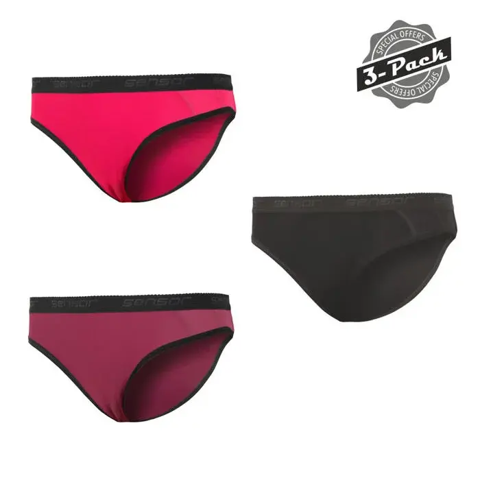 Sensor Damesslip Sensor Double Face 3-Pack zwart/lilla/magenta