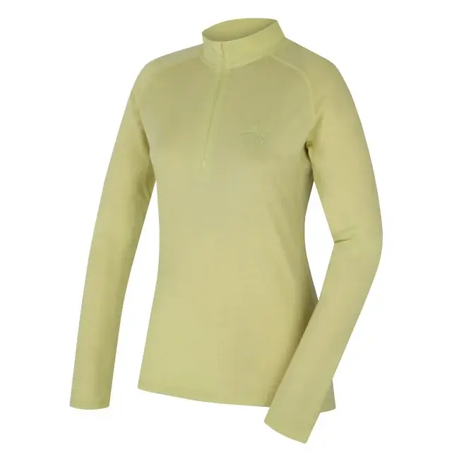 Dames merinoshirt Husky MEROW ZIP L light green, maat