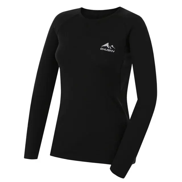 Dames merinoshirt Husky MERTEE L black, maat