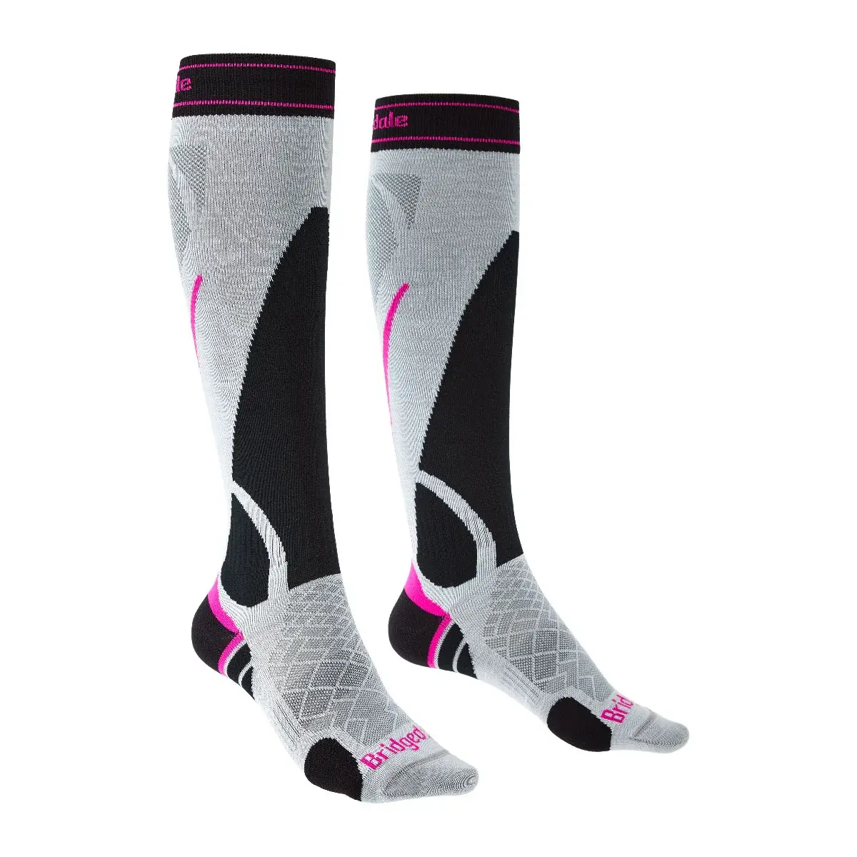 Bridgedale Dames kniesokken Bridgedale Ski Lightweight silver/black/852