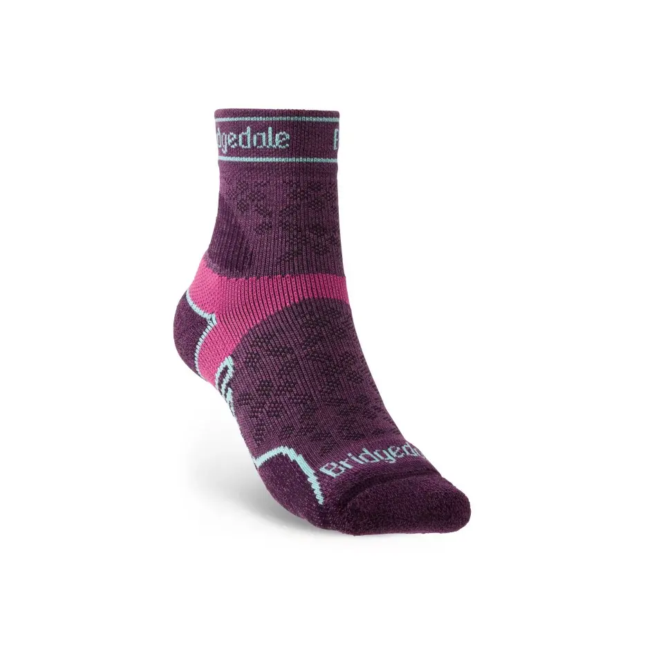Bridgedale Dames hardloopsokken Bridgedale Trail Run LW T2 MS 3/4 Crew damson