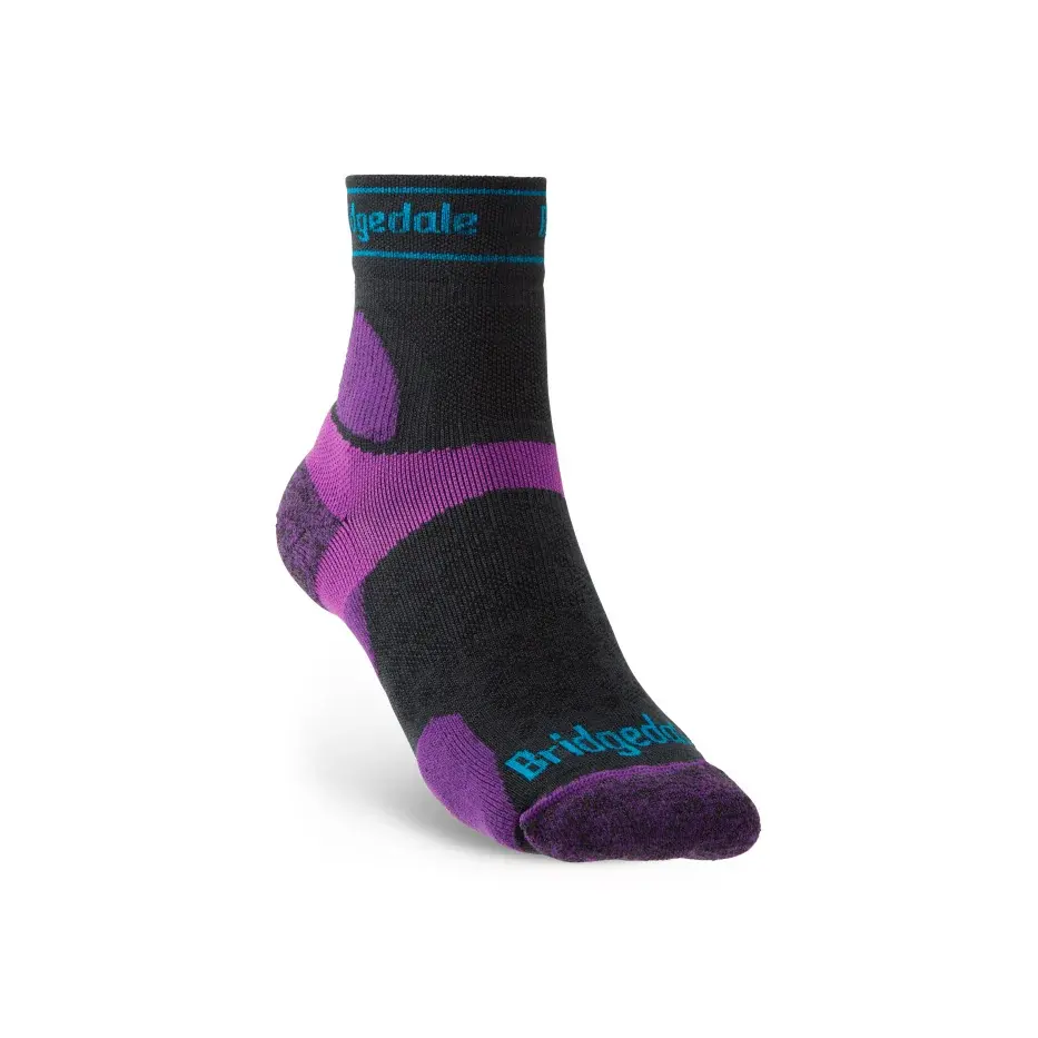Bridgedale Dames hardloopsokken Bridgedale Trail Run UL T2 MS 3/4 Crew charcoal/purple