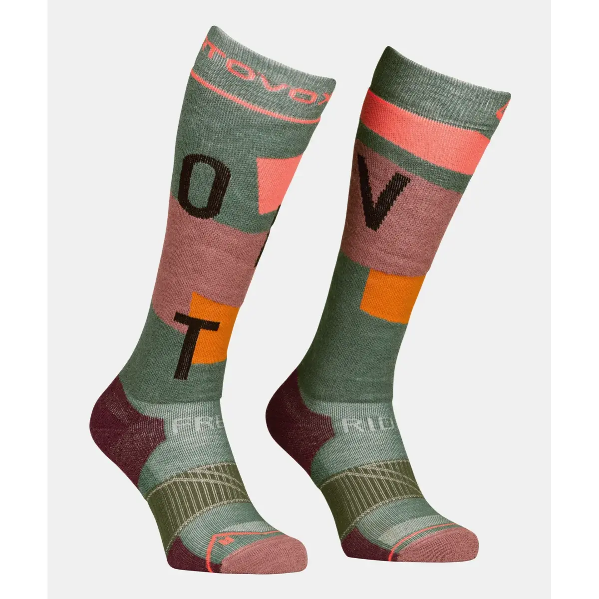 Ortovox Dames skisokken Ortovox Free Ride Long Socks Cozy wild herbs