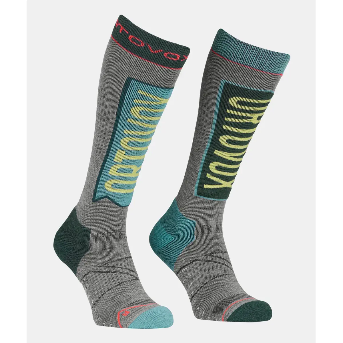Ortovox Dames skisokken Ortovox Free Ride Long Socks ice waterfall