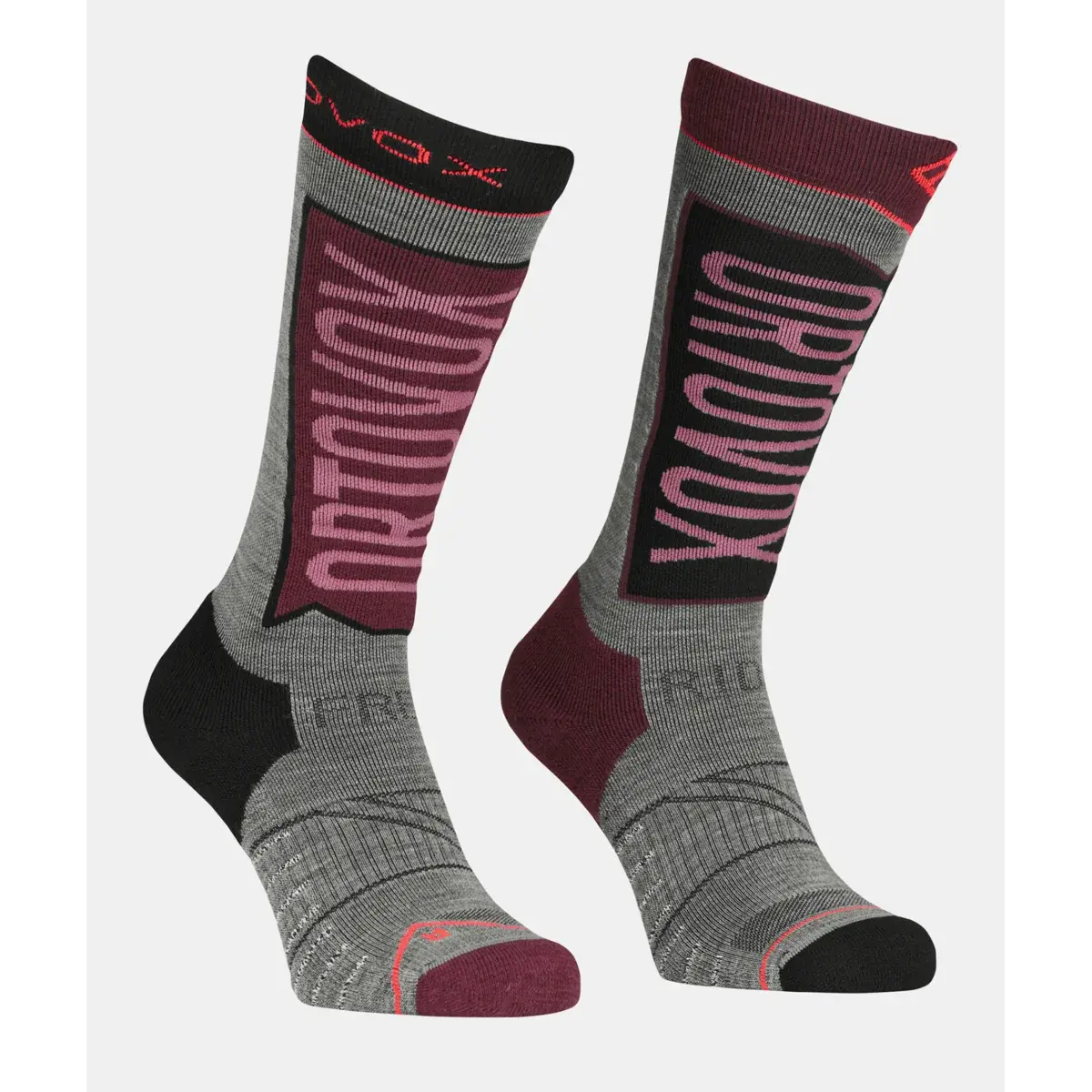 Dames skisokken Ortovox Free Ride Long Socks mountain rose