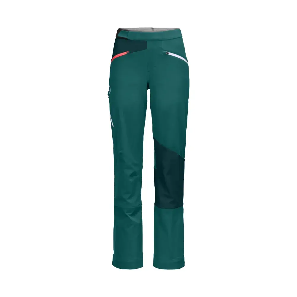 Dames softshell toerskibroek Ortovox W's Col Becchei Pants Pacific green