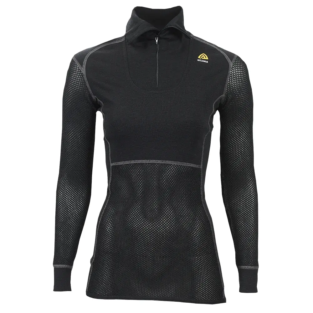 Aclima Dames thermoshirt Aclima WoolNet Polo W/Zip Women jet black