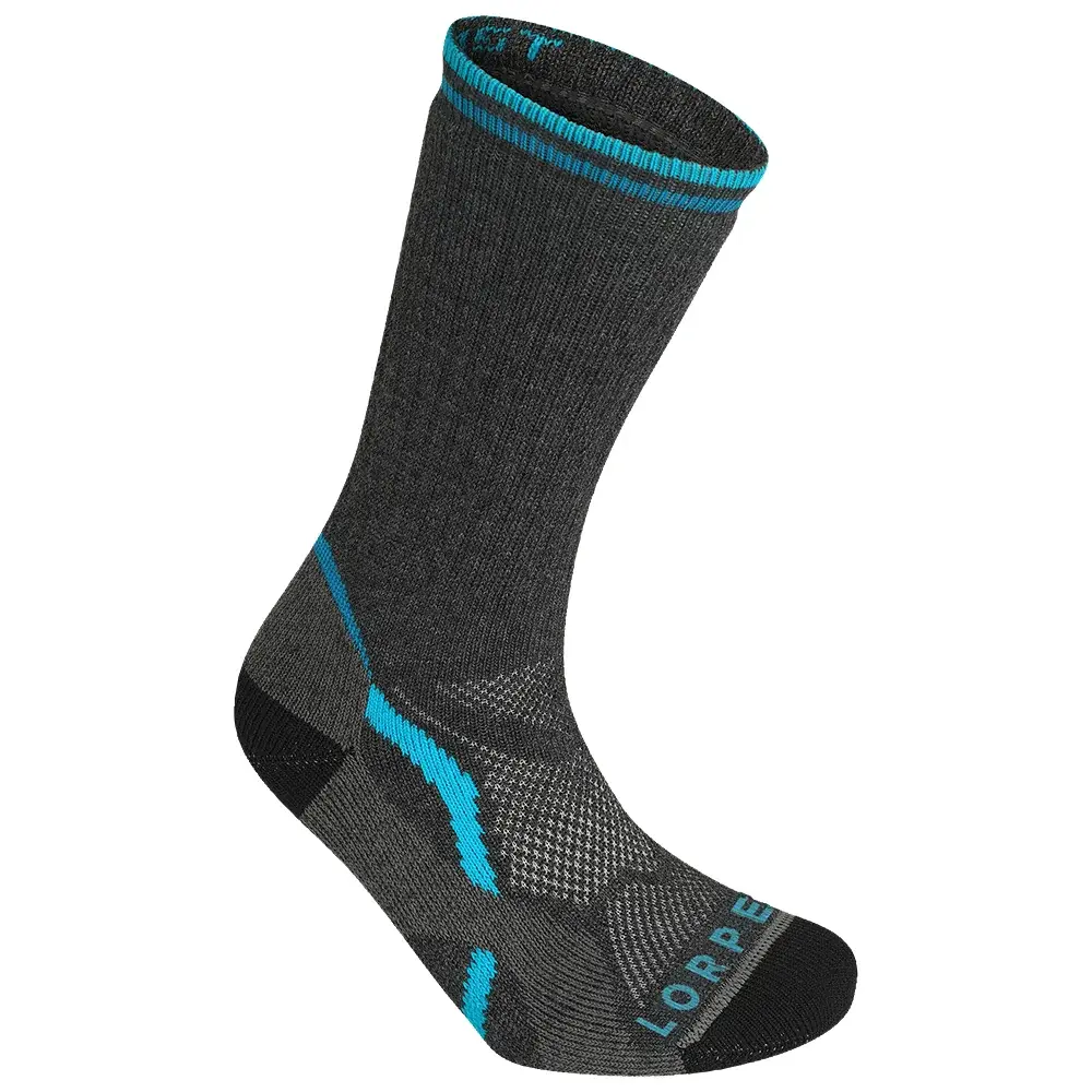 Lorpen Dames trekkingsokken Lorpen Midweight Hiker Eco 5427 CHARCOAL met blauwe details