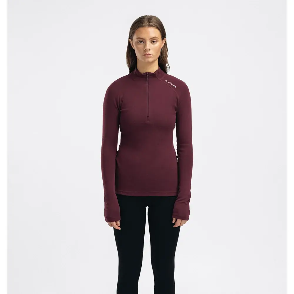 Aclima Damesshirt Aclima WarmWool Mock Neck Shirt niagara