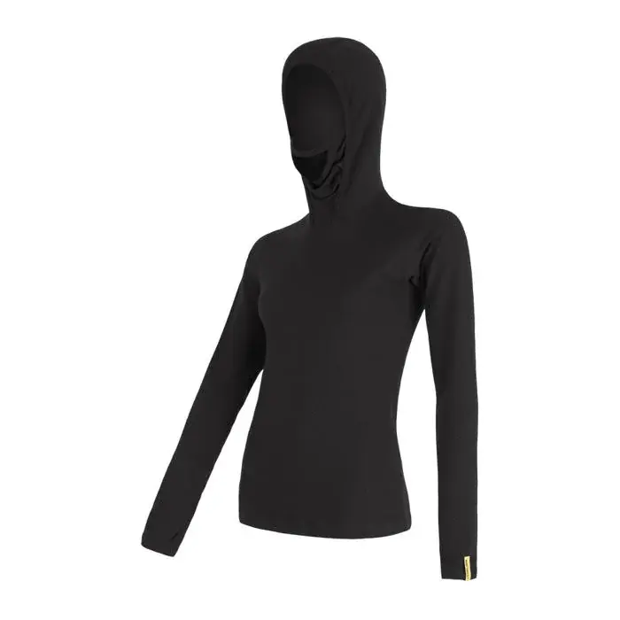 Sensor Dames functioneel shirt met lange mouwen en capuchon Sensor Merino DF zwart