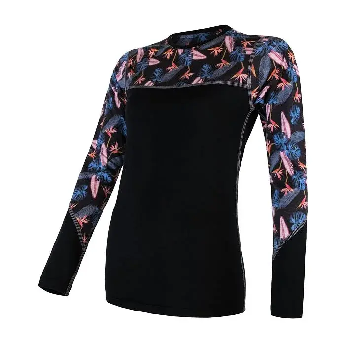 Sensor Dames functioneel shirt met lange mouwen Sensor Merino Impress zwart/floral