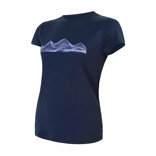 Sensor Dames shirt met korte mouwen Sensor Merino Active PT Mountains deep blue