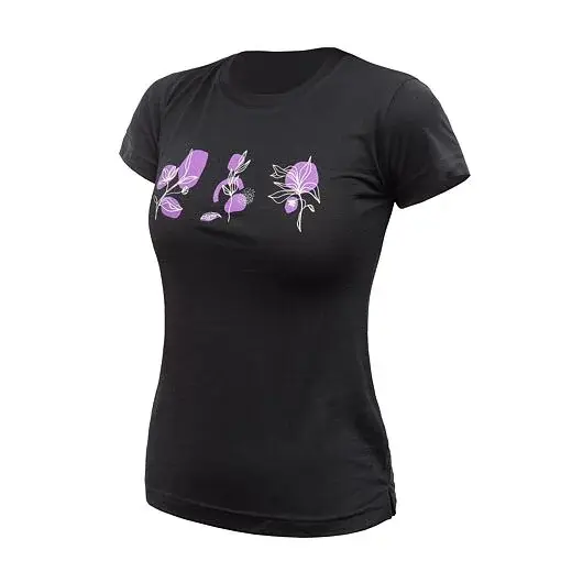 Sensor Dames shirt met korte mouwen Sensor Merino Air Bloom zwart