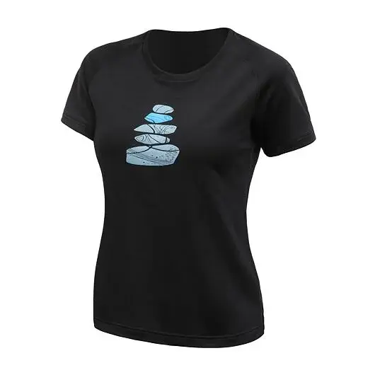 Sensor Dames shirt met korte mouwen Sensor Merino Blend Stone zwart