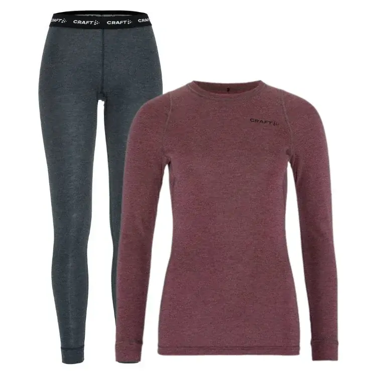 Dames functionele set Craft CORE Wool Merino bordeaux