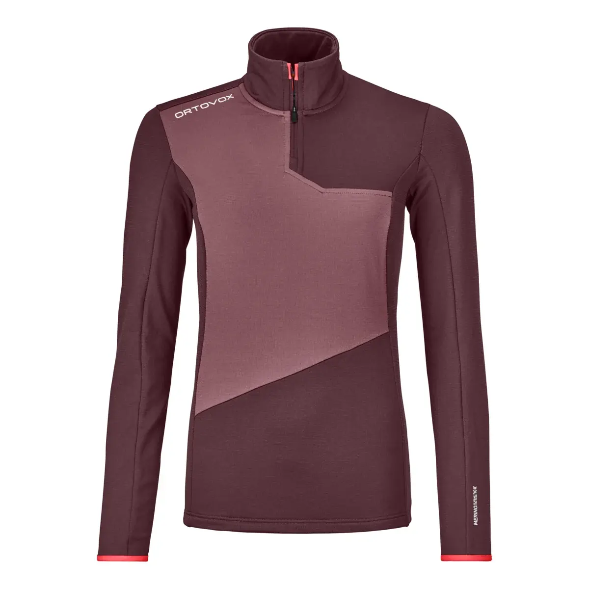 Dames wintertrui Ortovox W's Fleece Light Zip Neck Winetasting