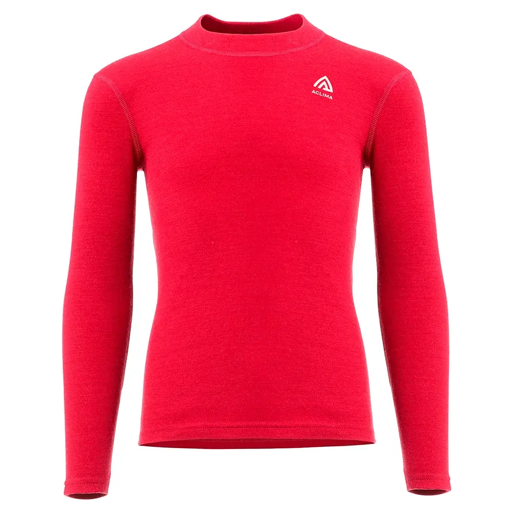 Aclima Kindershirt Aclima WarmWool Crew Neck Junior jester red / beige melange