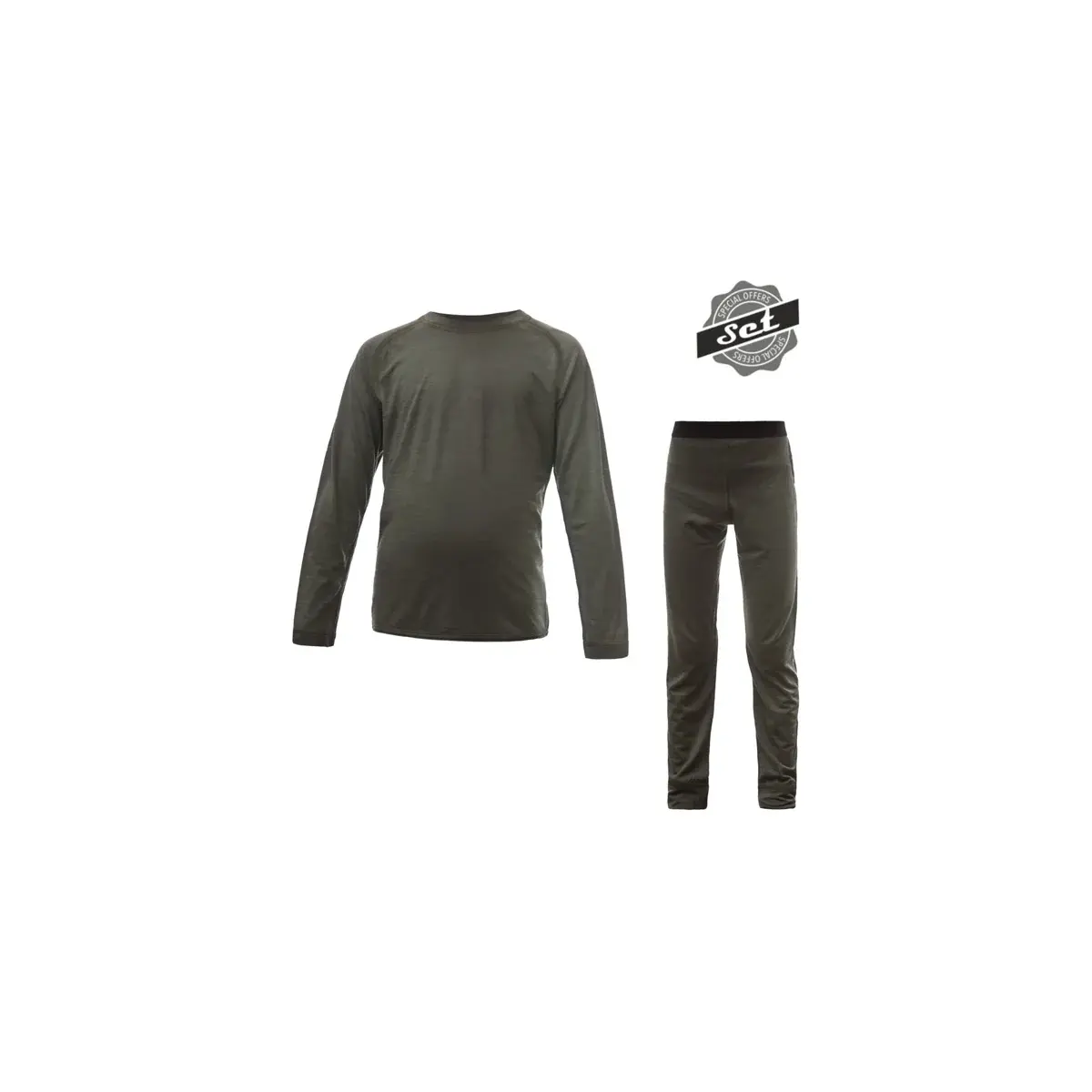 Sensor Kinder merino set Sensor Merino Air shirt + thermobroek olive green
