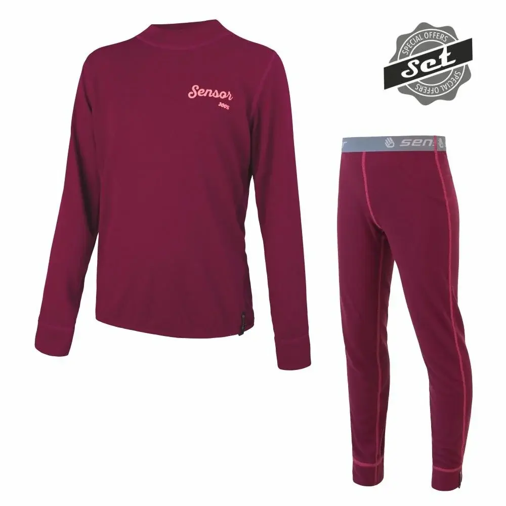 Sensor Junior thermokleding Sensor Double Face Set Logo shirt lange mouw + thermobroek lilla
