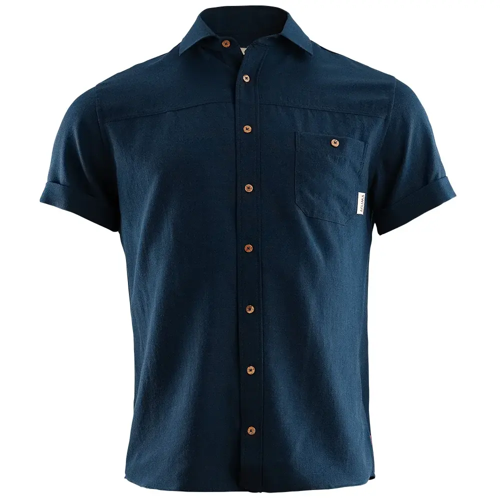 Aclima Herenoverhemd Aclima LeisureWool Short Sleeve Shirt navy blazer