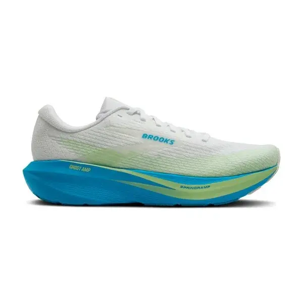 Brooks Heren hardloopschoenen Brooks Ghost AMP M White/Blue/Paradise Green
