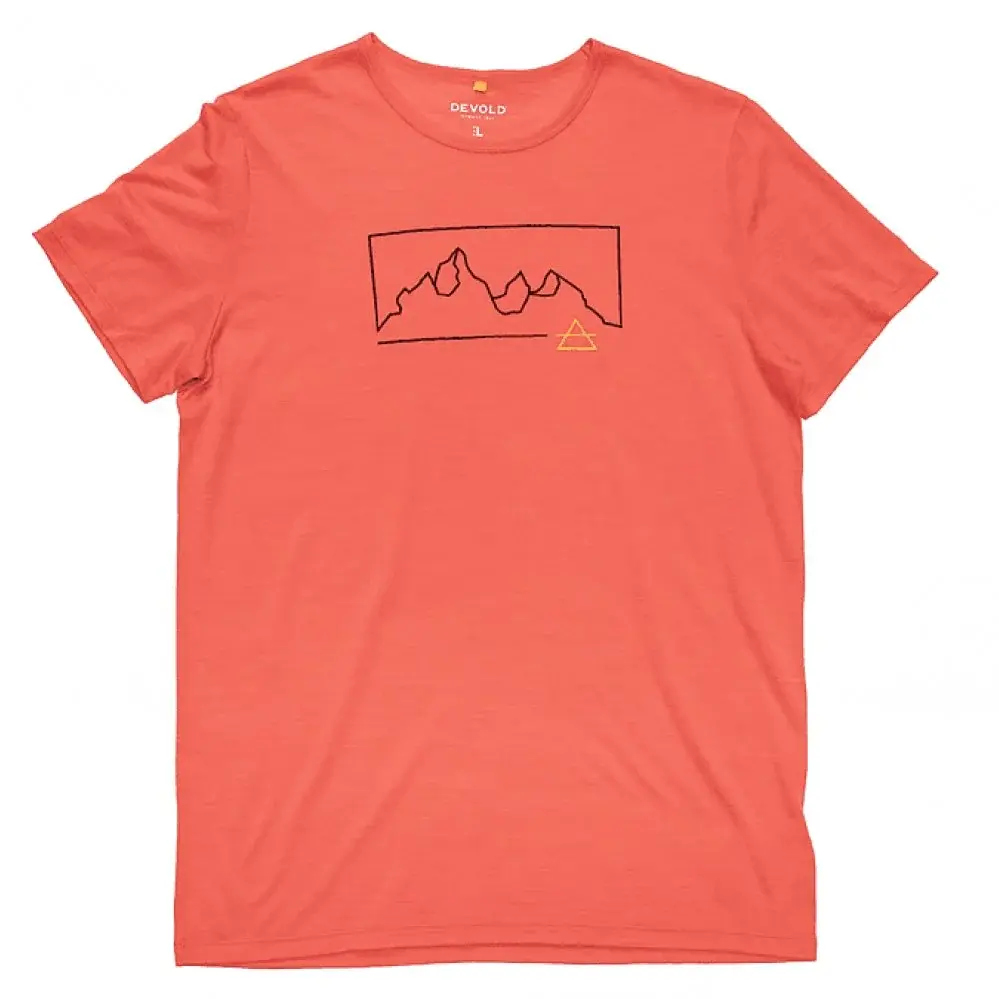 Devold Heren merinoshirt Devold Active "Outline" Tee Man cayenne