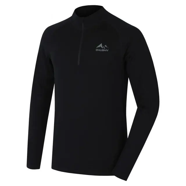 Heren merinoshirt Husky MEROW ZIP M black, maat