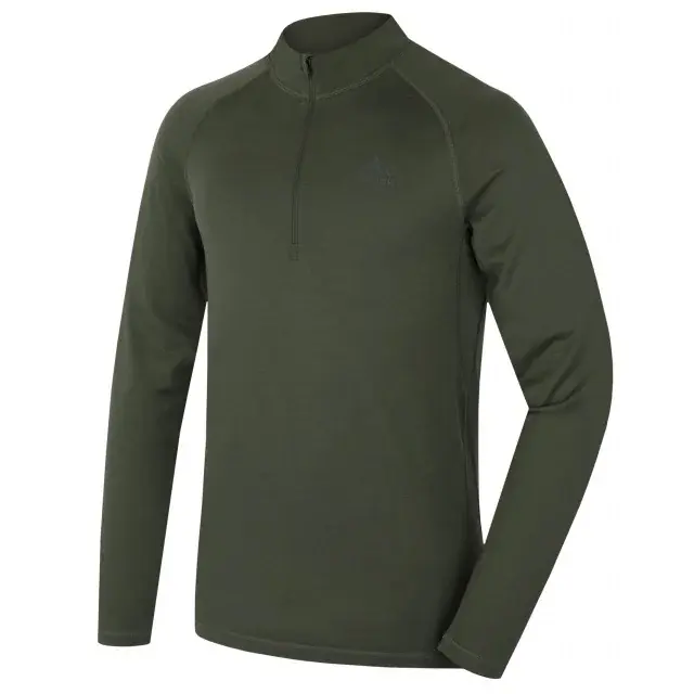 Husky Heren merinoshirt Husky MEROW ZIP M green, maat
