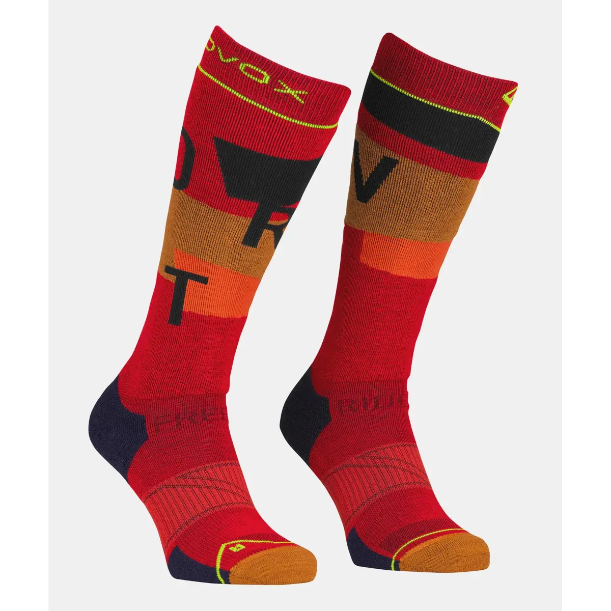 Ortovox Heren skisokken Ortovox Free Ride Long Socks Cozy cengia rossa