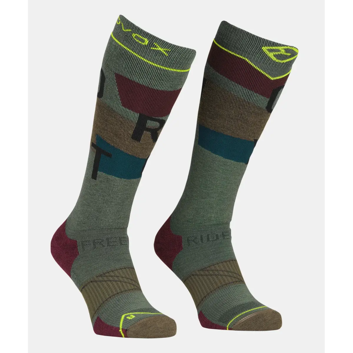 Ortovox Heren skisokken Ortovox Free Ride Long Socks Cozy wild herbs