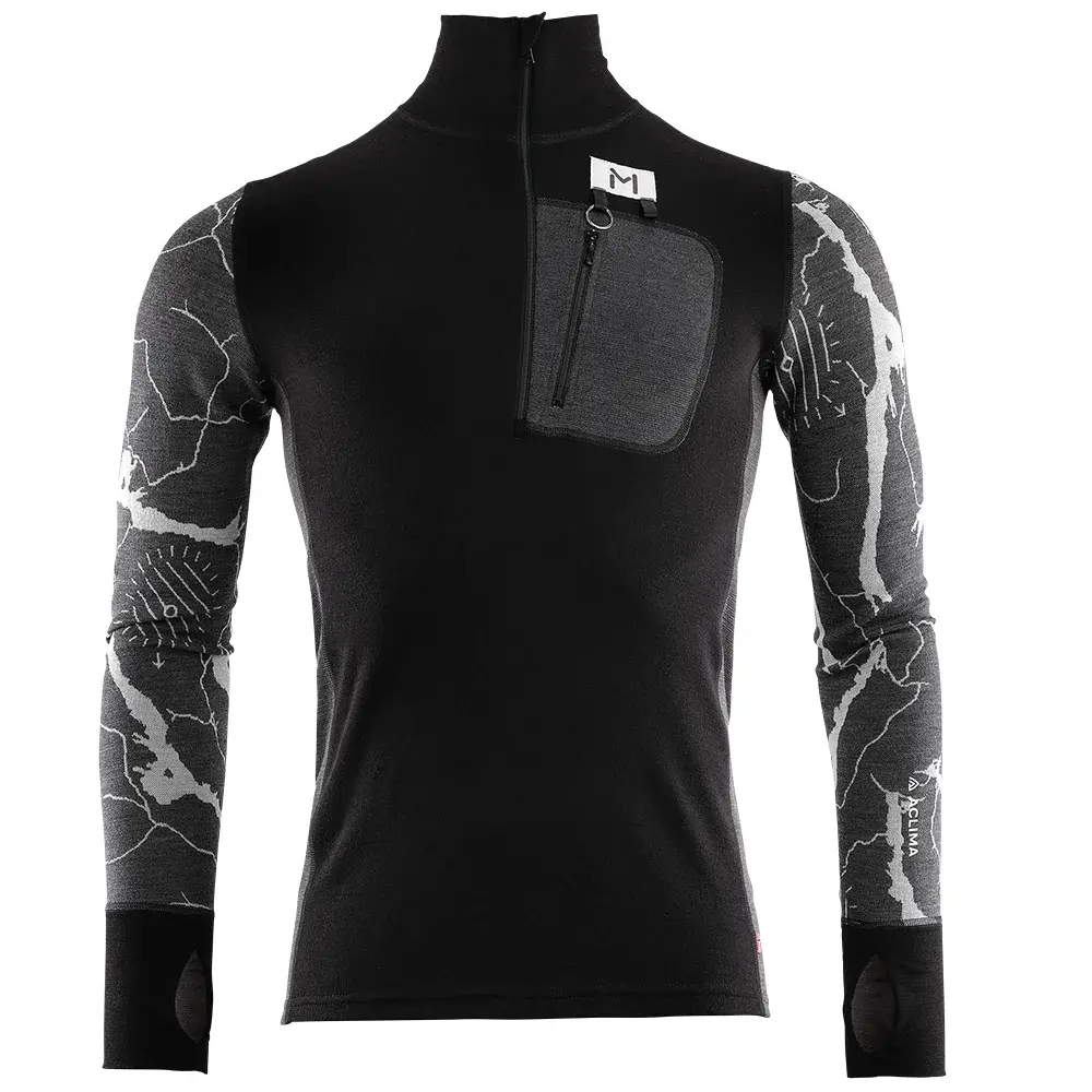 Heren thermoshirt Aclima Lars Monsen Femunden Polo jet black/marengo/femunden dark