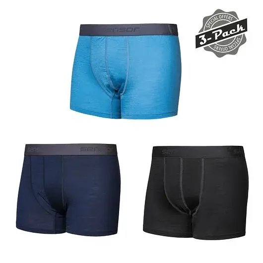 Sensor Herenboxershorts Sensor MERINO ACTIVE 3-PACK zwart/blauw/deep blue