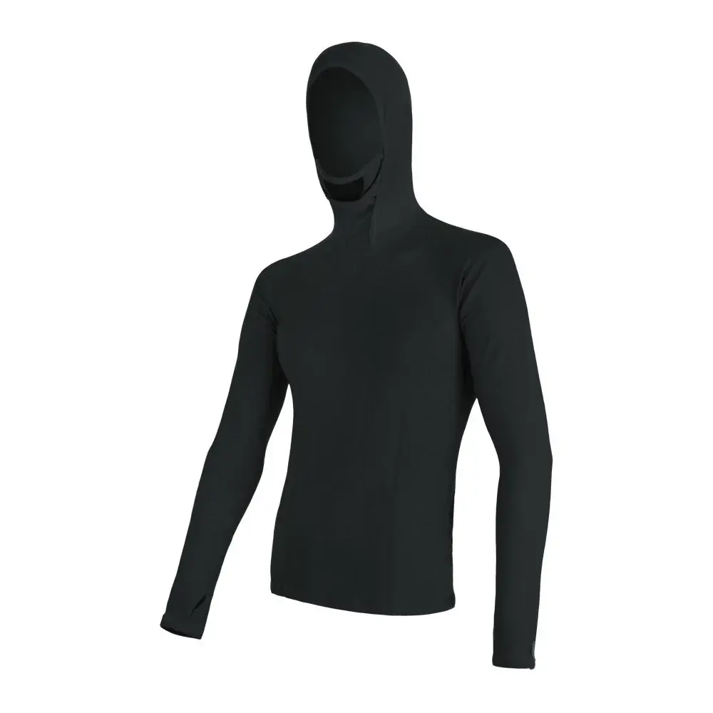 Sensor Heren omkeerbaar functioneel shirt met lange mouwen en capuchon Sensor Merino DF zwart