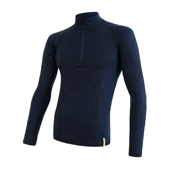 Sensor Heren functioneel shirt met lange mouwen en rits Sensor Merino DF deep blue