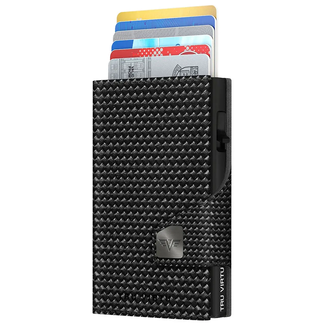 Tru Virtu Portemonnee Tru Virtu Click & Slide leer diagonal carbon zwart