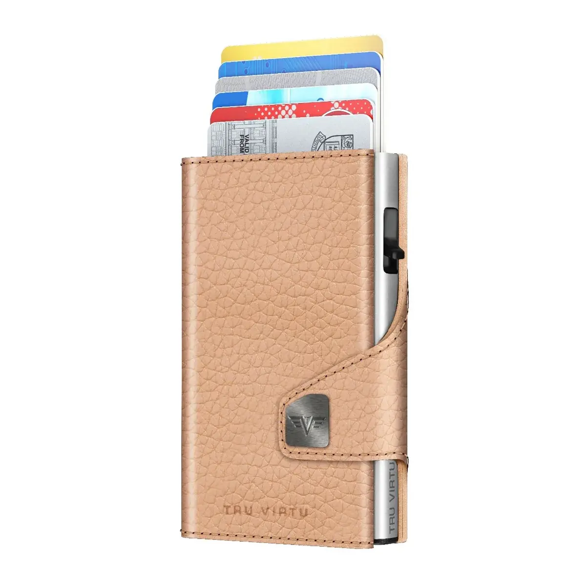 Tru Virtu Portemonnee Tru Virtu Click & Slide leer Pebble Nude oranje