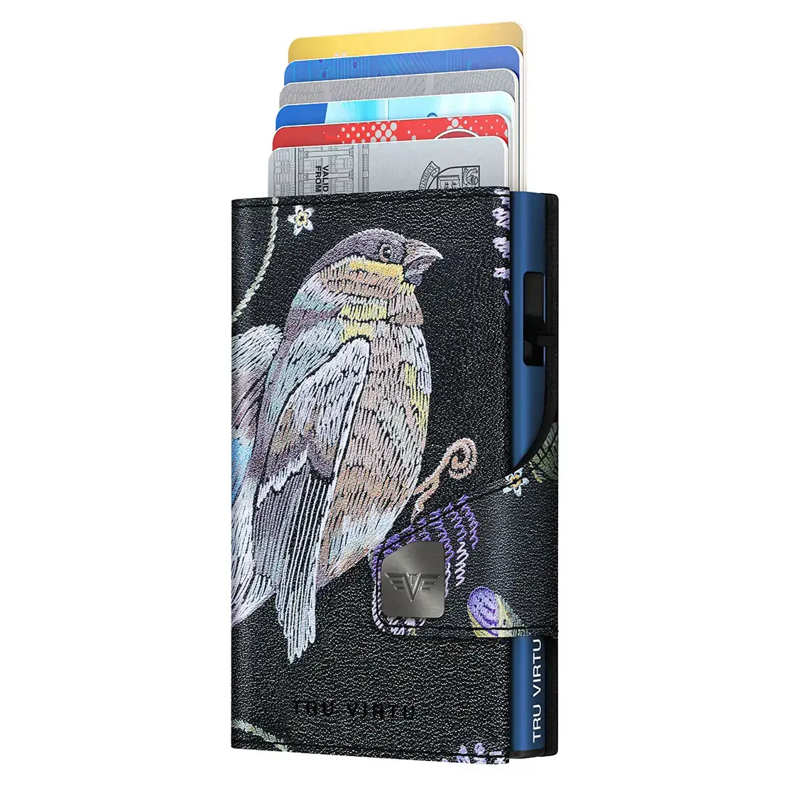 Tru Virtu Portemonnee Tru Virtu Click & Slide Special Edition leer Bird & Clover zwart