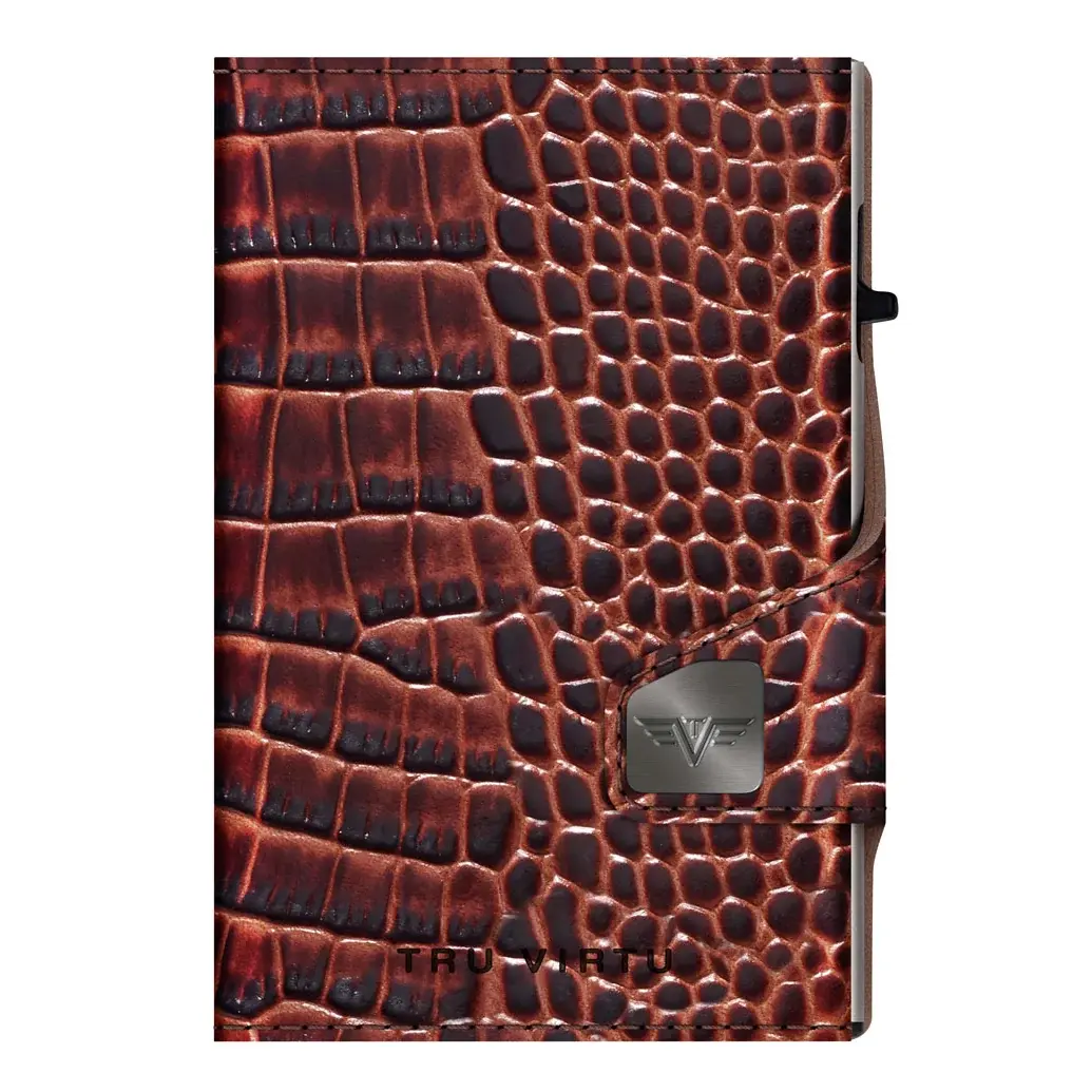 Tru Virtu Portemonnee Tru Virtu Click & Slide Twin leer Croco bruin