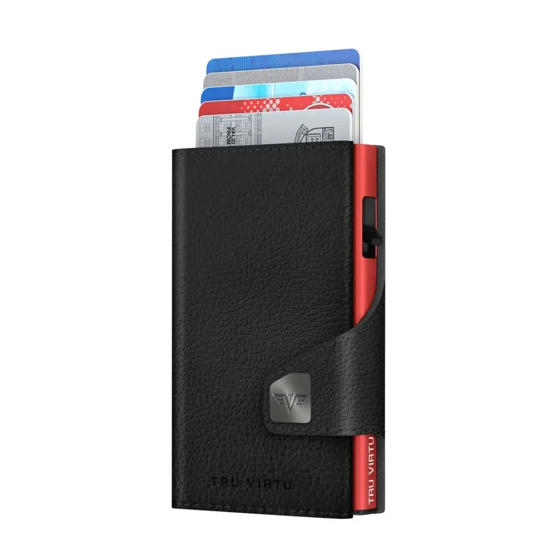 Tru Virtu Portemonnee Tru Virtu CLICK & SLIDE Vegan Bio Wine Black/Red
