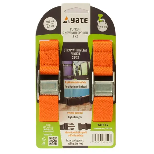 Yate Spanband Yate met metalen gesp 2,5x200 cm - 2 st. - kleurenmix
