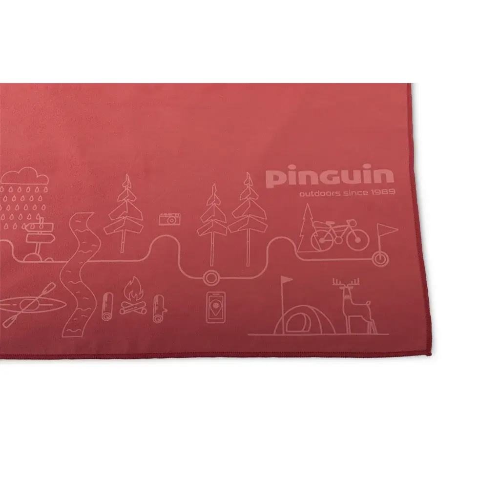 Pinguin Sneldrogende handdoek Pinguin Micro Towel Map red
