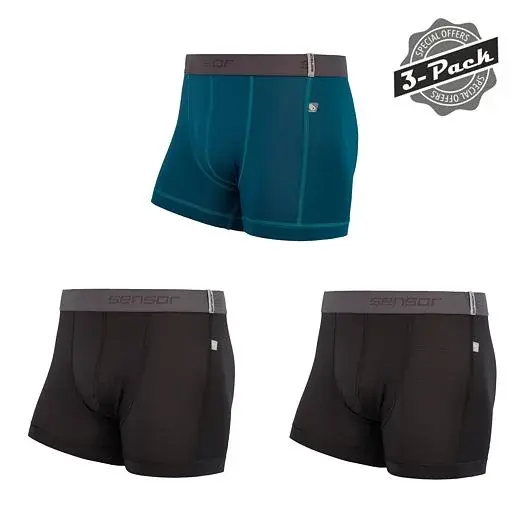 Sensor Herenboxershorts Sensor Coolmax Tech 3-Pack zwart/saffier