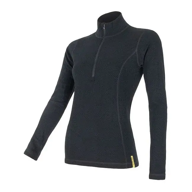 Sensor Damesshirt Sensor Merino DF Zip lange mouwen zwart