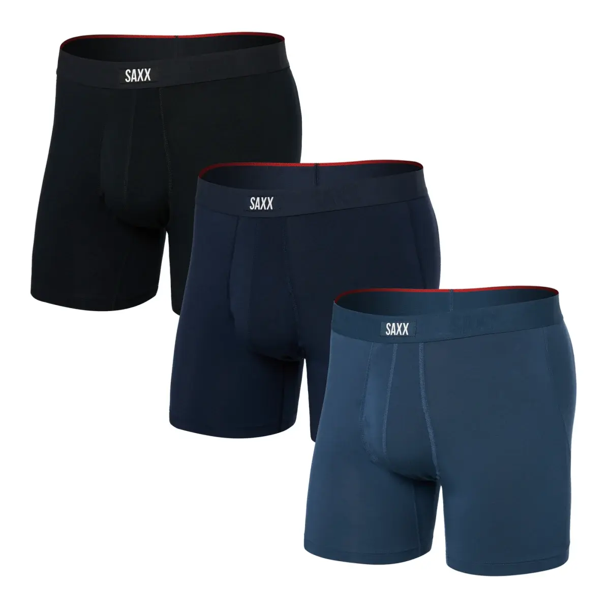 SAXX Set herenboxershorts SAXX Vibe Xtra Boxer Brief Fly 3Pk Dark Denim/Navy/Black