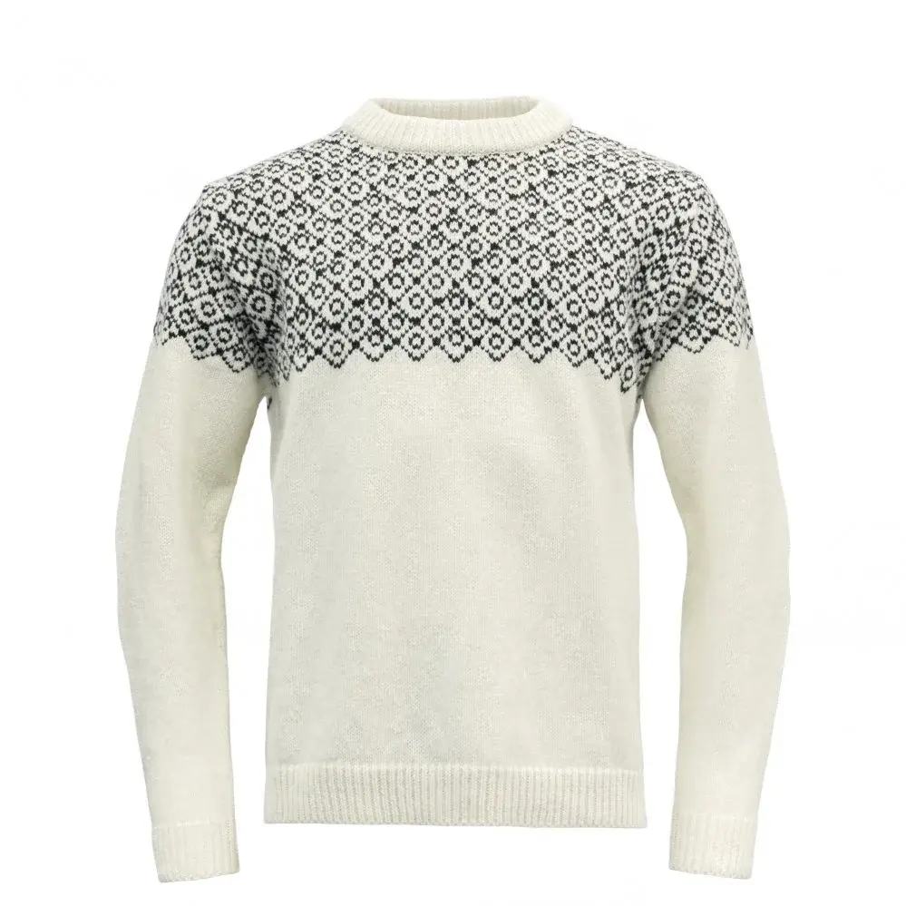 Devold Unisex wandeltrui Devold Bjornoya Wool Sweather Offwhite/Ink