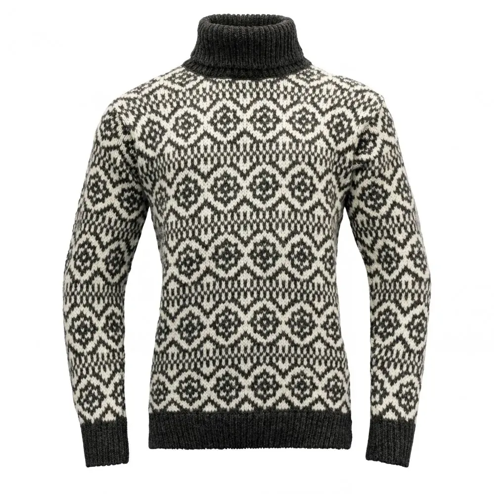 Devold Unisex wandeltrui Devold Hoddevik Wool High Neck Anthracite/Offwhite
